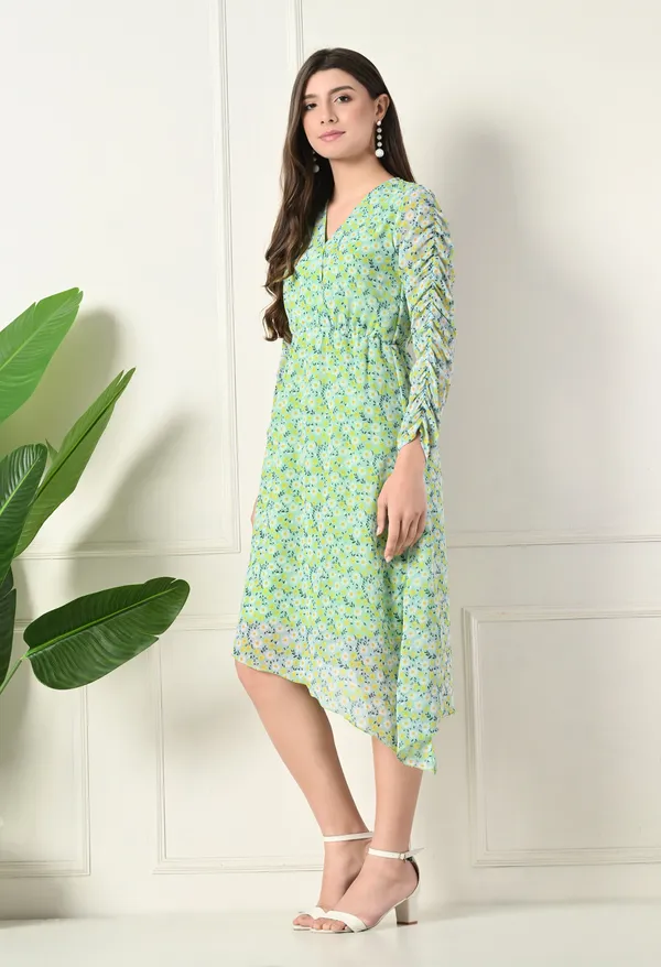 Elegant_Green_Floral_Asymmetrical_Dress