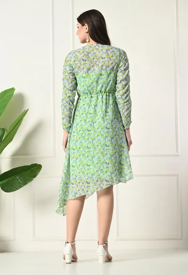 Elegant_Green_Floral_Asymmetrical_Dress