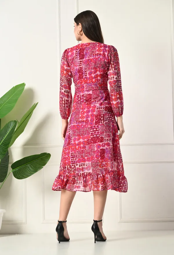 Elegant_Pink_Patchwork_Print_Midi_Dress