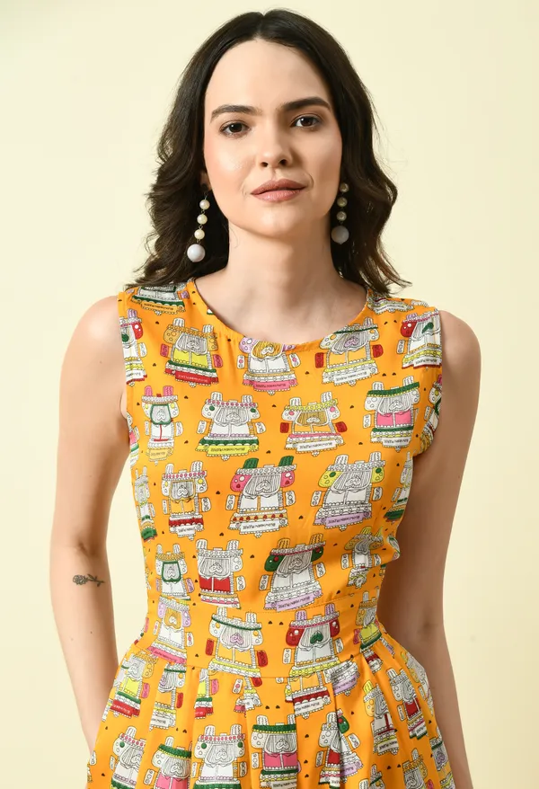 Yellow_Polyester_Printed_Draped_Jumpsuit_For_Women_&_Girls
