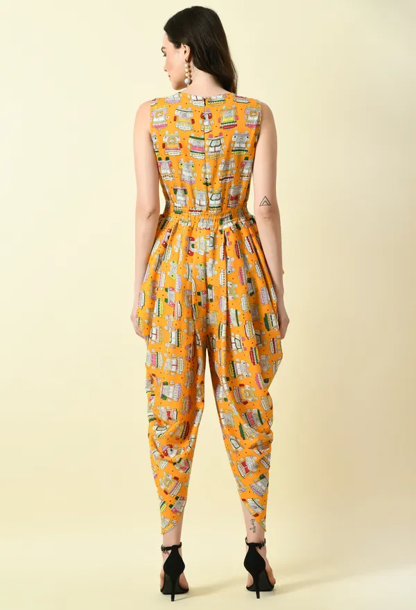 Yellow_Polyester_Printed_Draped_Jumpsuit_For_Women_&_Girls