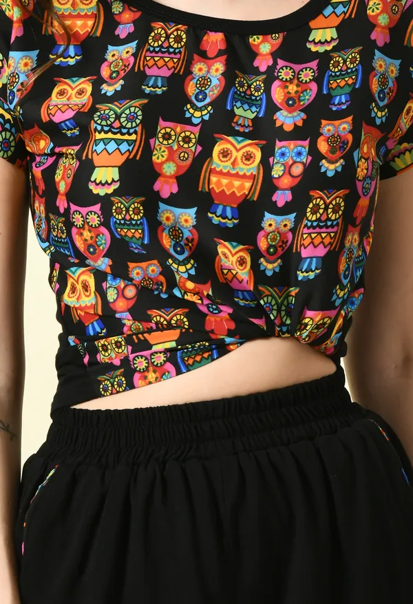 Black_Casual_Hosiry_Short_Sleeve_Co-Ord_Set_For_Women