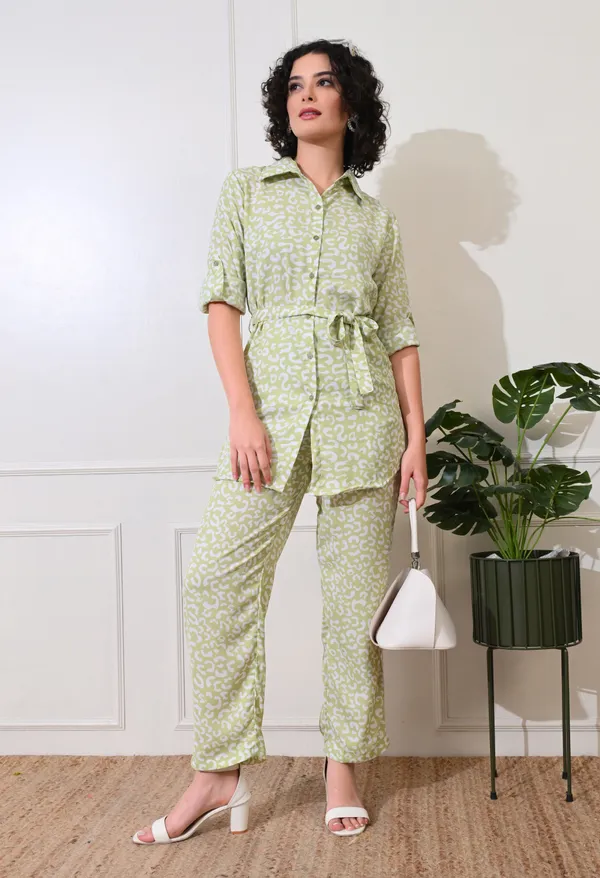 Pista_Polyester_Fresh_Lime_Abstract_Long_Roll_On_Sleeves_Shirt_With_Trousers_Co-Ords_For_Women_&_Girls