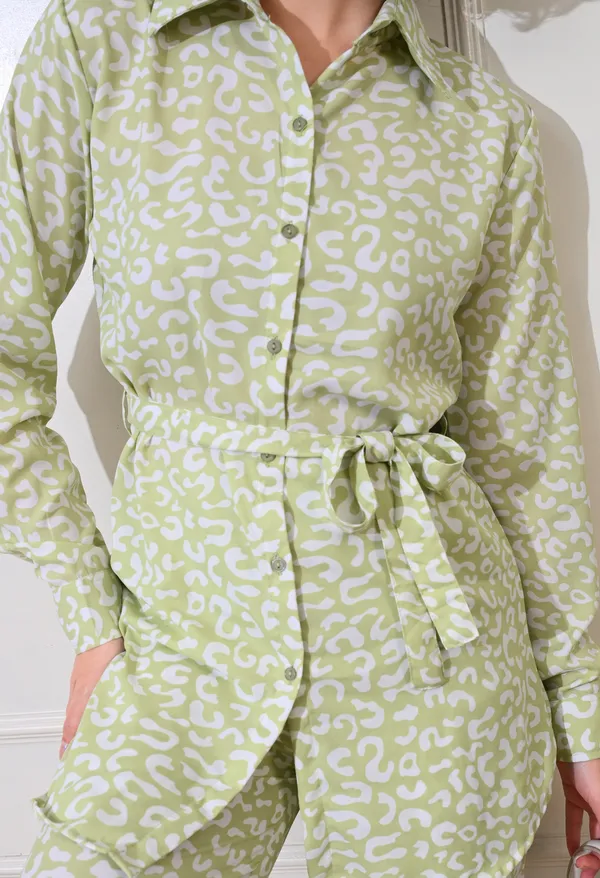 Pista_Polyester_Fresh_Lime_Abstract_Long_Roll_On_Sleeves_Shirt_With_Trousers_Co-Ords_For_Women_&_Girls
