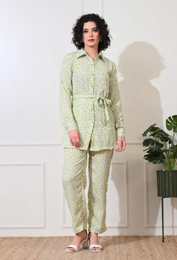 Pista_Polyester_Fresh_Lime_Abstract_Long_Roll_On_Sleeves_Shirt_With_Trousers_Co-Ords_For_Women_&_Girls
