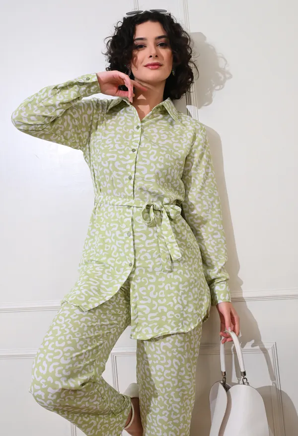 Pista_Polyester_Fresh_Lime_Abstract_Long_Roll_On_Sleeves_Shirt_With_Trousers_Co-Ords_For_Women_&_Girls
