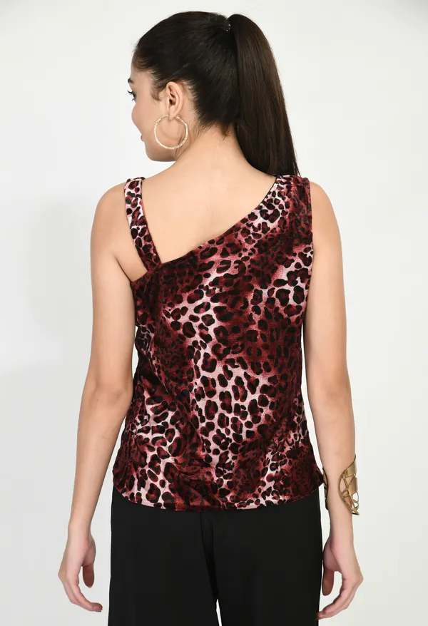 Maroon_Velvet_V_Neck_Sleeveless_Top_For_Women