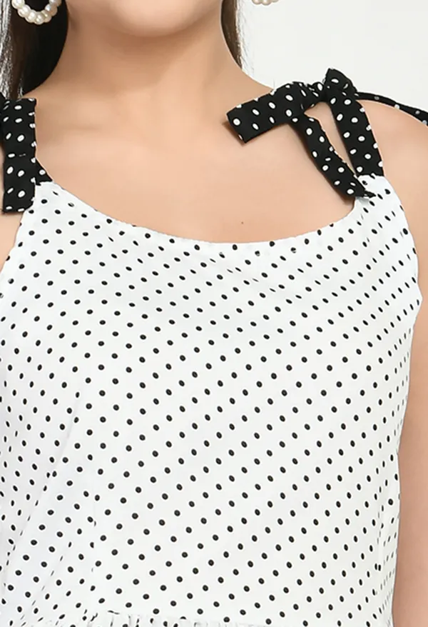 White_Crepe_Polka-Dot_Fit_And_Flare_Sleeveless_Dress_For_Women