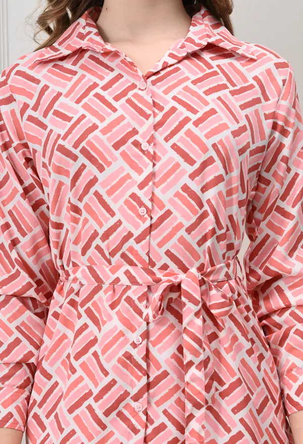 Peach_Polyester_Modern_Geometric_Printed_Long_Sleeves_Shirt_With_Trousers_Co-Ords_For_Women_&_Girls