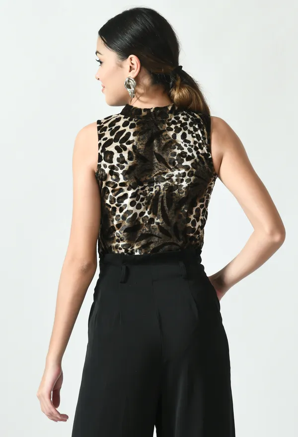 Brown_Velvet_Round_Neck_Sleeveless_Top_For_Women
