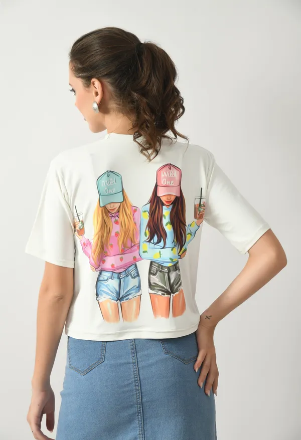 White_Lycra_Round_Neck_Short_Top_For_Women