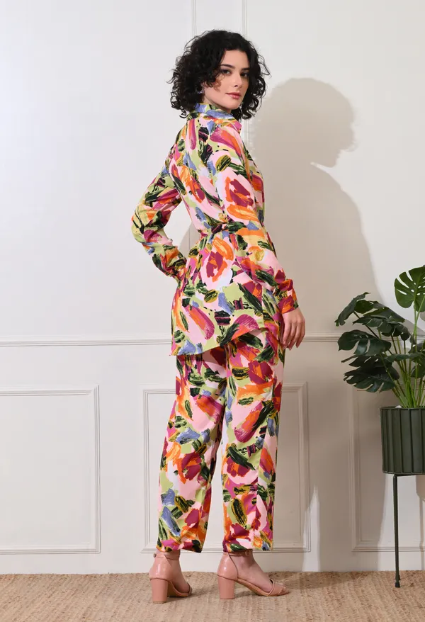 Multicolor_Polyester_Vibrant_Abstract_Printed_Long_Sleeves_Shirt_With_Trousers_Co-Ords_For_Women_&_Girls