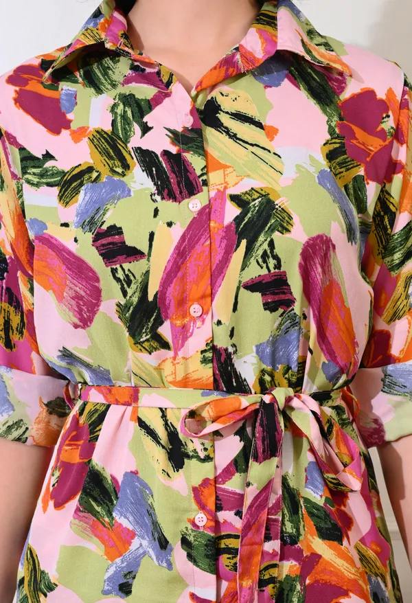 Multicolor_Polyester_Vibrant_Abstract_Printed_Long_Sleeves_Shirt_With_Trousers_Co-Ords_For_Women_&_Girls