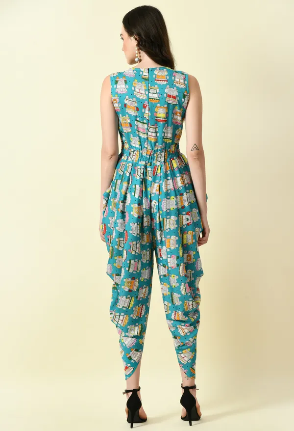 Blue_Polyester_Printed_Draped_Jumpsuit_For_Women_&_Girls