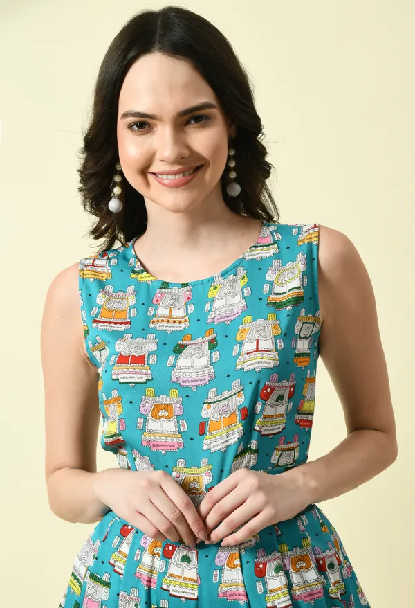 Blue_Polyester_Printed_Draped_Jumpsuit_For_Women_&_Girls