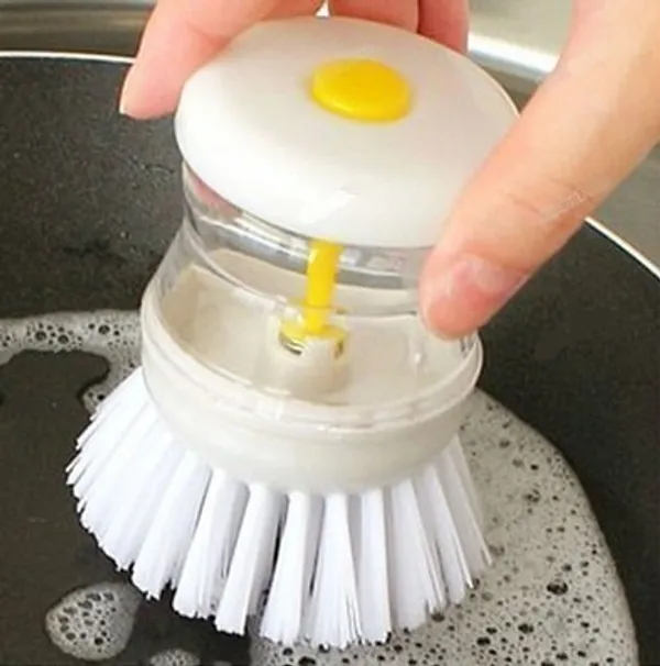Dish/Washbasin_Plastic_Cleaning_Brush_with_Liquid_Soap_Dispenser,_Multicolor-_3_Pieces