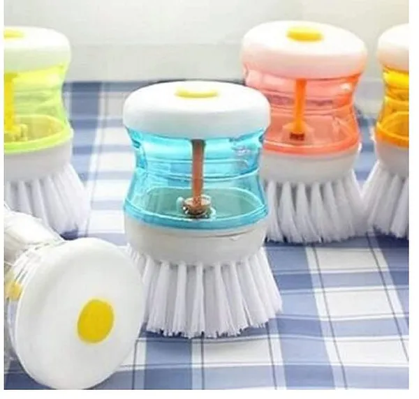Dish/Washbasin_Plastic_Cleaning_Brush_with_Liquid_Soap_Dispenser,_Multicolor-_3_Pieces