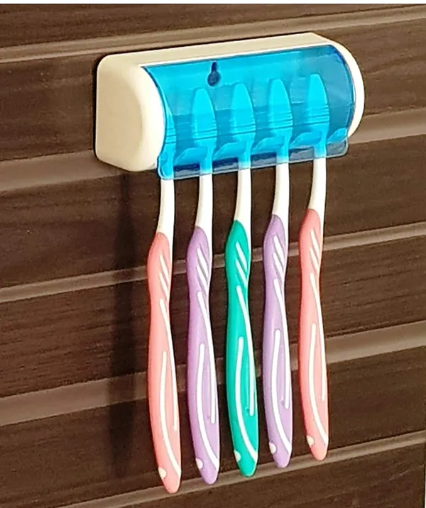 Pack_of_2_Blue_Wall_Mounted_5_Toothbrush_Holder_with_Dust_Proof_Cover