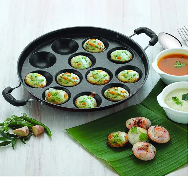 Multicolor_Non-Stick_12_Cavity_Grill_Appam_Patra_2_Side_Handle_With_Stainless_Steel_Lid