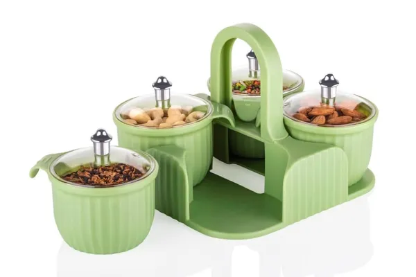 Grey_Plastic_4_Jar_Dry_Fruit_Set_|_Pickle_Container_Spice_Stand