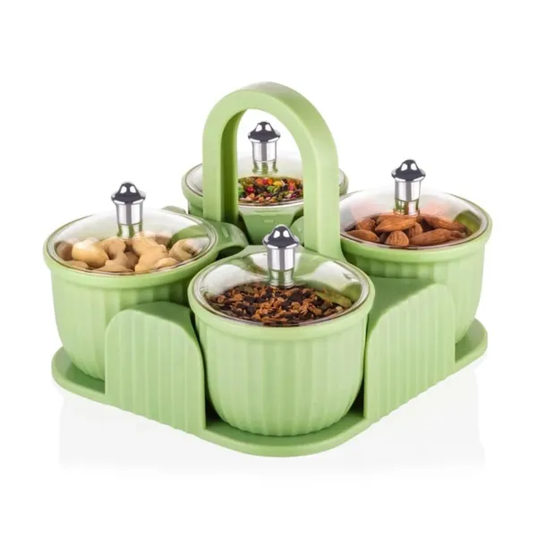 Grey_Plastic_4_Jar_Dry_Fruit_Set_|_Pickle_Container_Spice_Stand