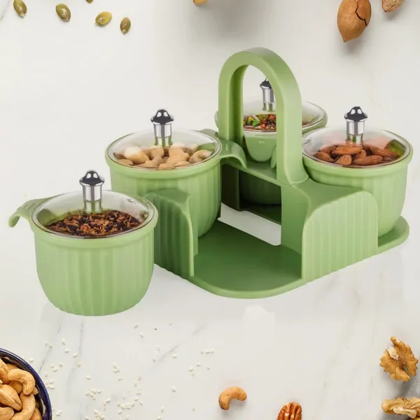 Grey_Plastic_4_Jar_Dry_Fruit_Set_|_Pickle_Container_Spice_Stand