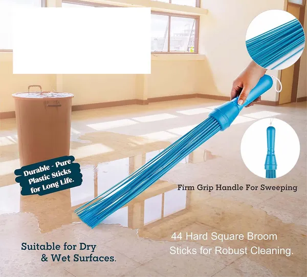 Multicolor_Kharata/Plastic_Stick_Broom/Jhadu_For_Home_And_Bathroom_Cleaning_Assorted_Hard_Floor_Pack_Of_2