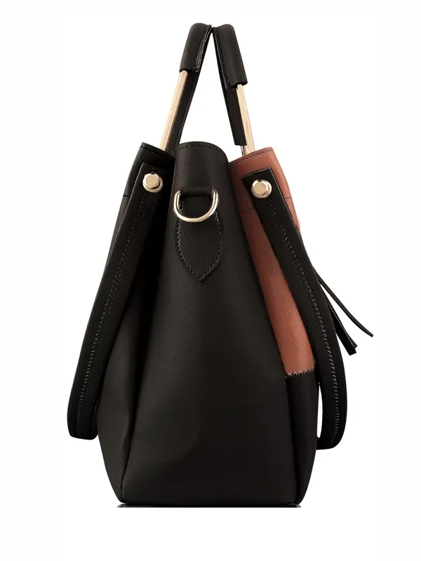 Black_PU_Leather_Closure_Zip_Shoulder_Bag_Set_Of_3_(_29_*_23_*_9_Cm)