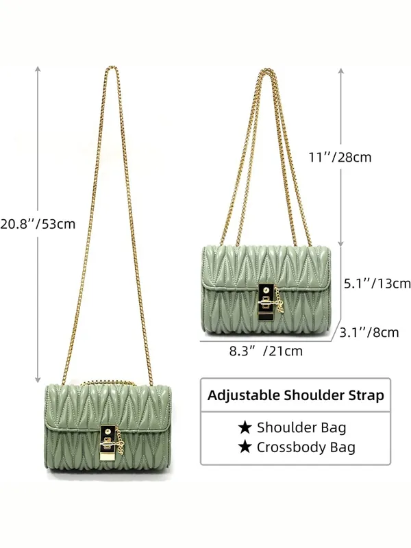 Green_PU_Leather_Closure_Flap_Sling_Bag_(_24_*_17_*_8_Cm)