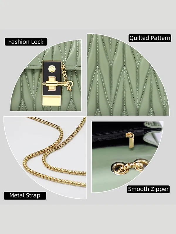 Green_PU_Leather_Closure_Flap_Sling_Bag_(_24_*_17_*_8_Cm)