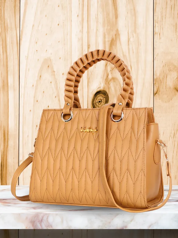Beige_PU_Leather_Closure_Zip_Handbag_For_Women_(_30_*_23_*_14_Cm)