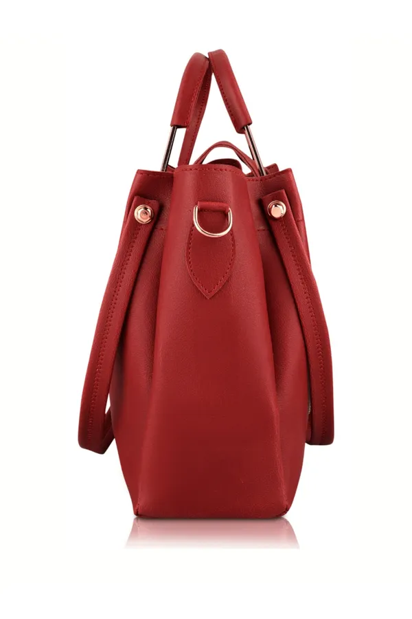 Maroon_PU_Leather_Closure_Flap_&_Zip_Handheld_Set_Of_3_(_29_*_23_*_9_Cm)