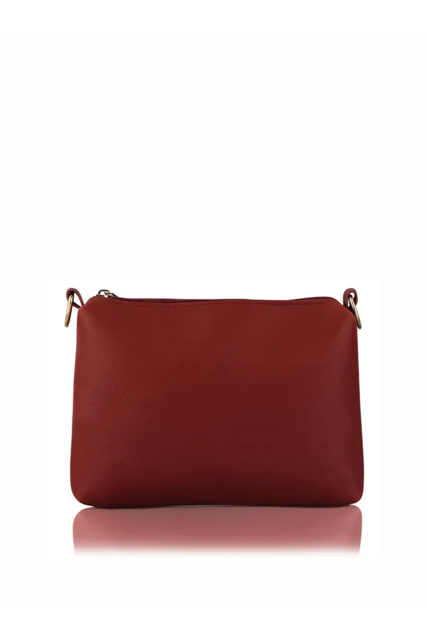 Maroon_PU_Leather_Closure_Flap_&_Zip_Handheld_Set_Of_3_(_29_*_23_*_9_Cm)