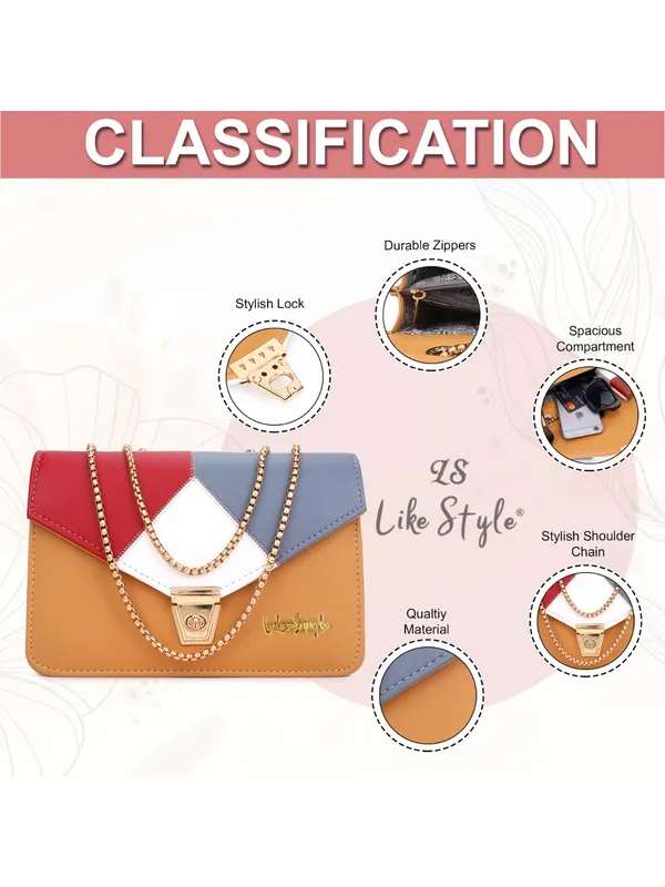 Beige_PU_Leather_Closure_Flap_Sling_Bag_For_Women_(_24_*_17_*_7_Cm)