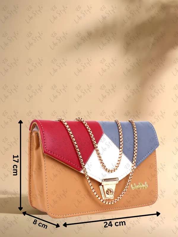 Beige_PU_Leather_Closure_Flap_Sling_Bag_For_Women_(_24_*_17_*_7_Cm)