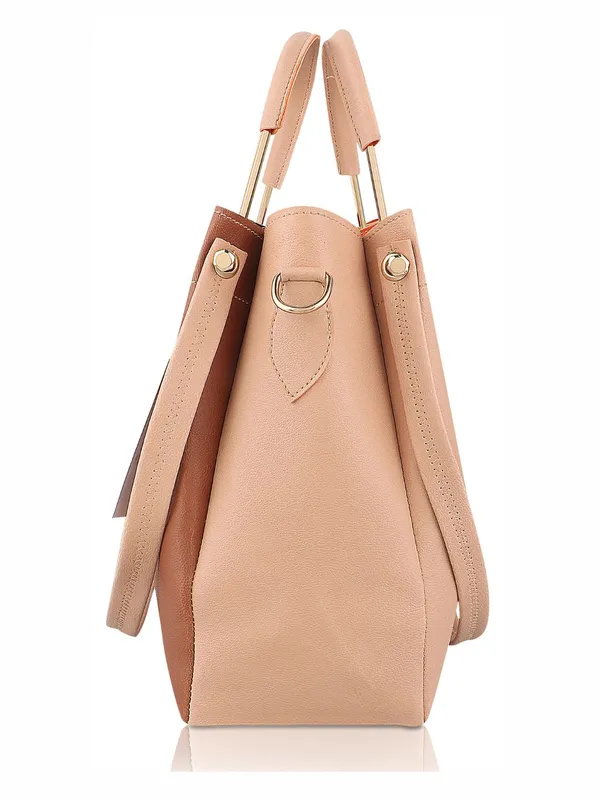 Beige_PU_Leather_Closure_Zip_Shoulder_Bag_Set_Of_3_(_29_*_23_*_9_Cm)