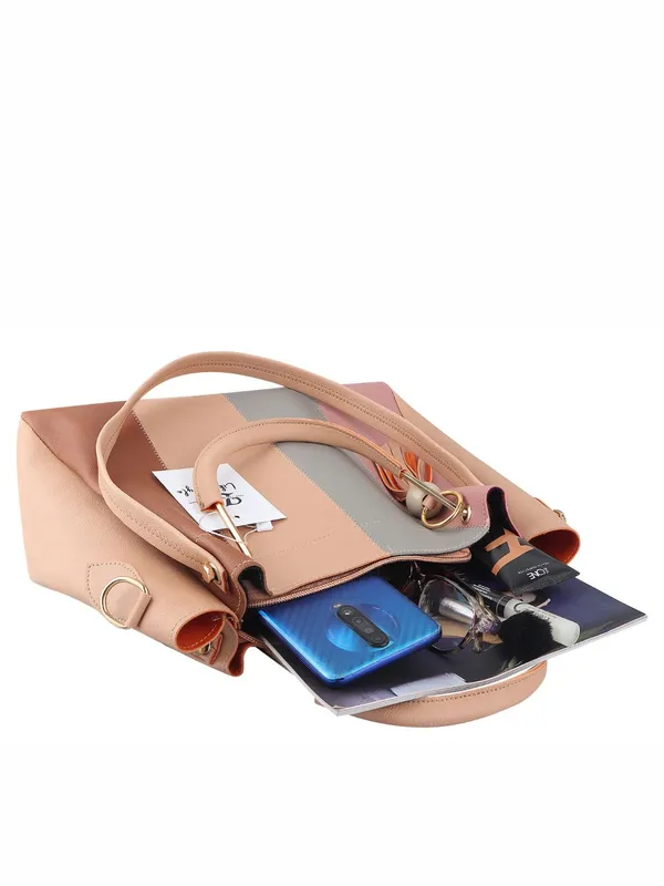 Beige_PU_Leather_Closure_Zip_Shoulder_Bag_Set_Of_3_(_29_*_23_*_9_Cm)