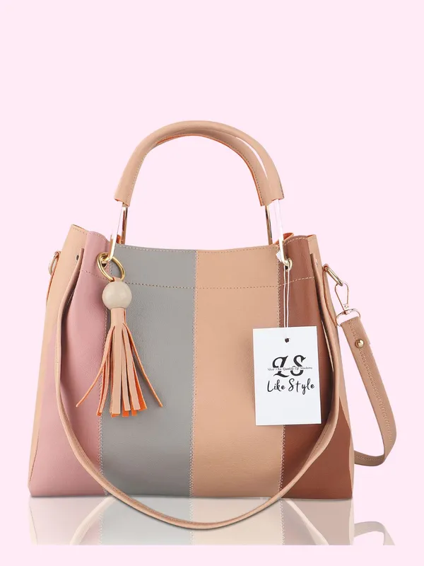 Beige_PU_Leather_Closure_Zip_Handheld_(_29_*_23_*_9_Cm)