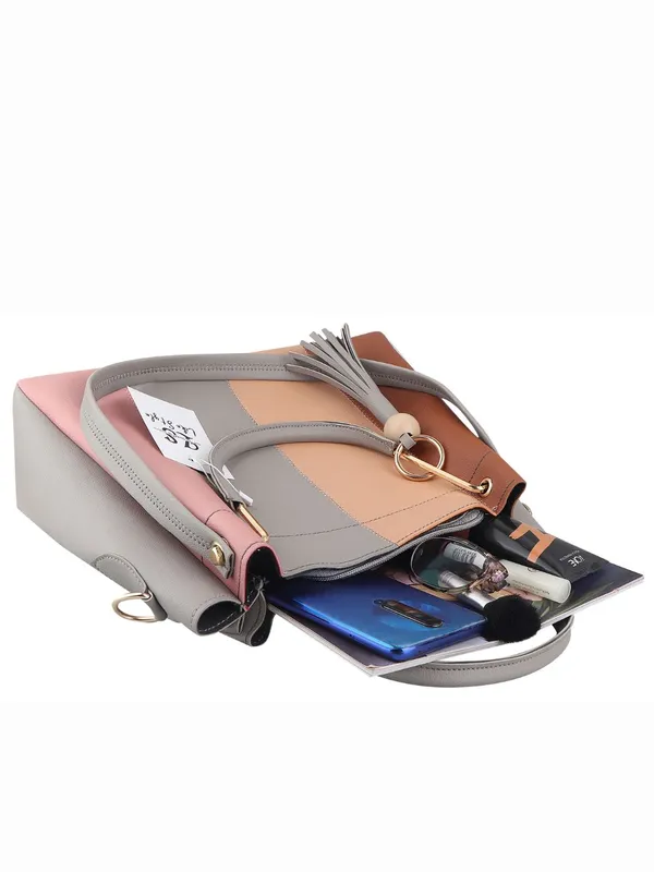 Grey_PU_Leather_Closure_Zip_Shoulder_Bag_Set_Of_3_(_29_*_23_*_9_Cm)
