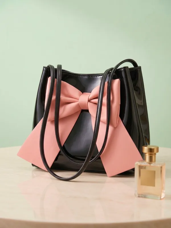 LIKE_STYLE_Designer_Patent_Leather_Tote_Bag_with_Oversized_Bow