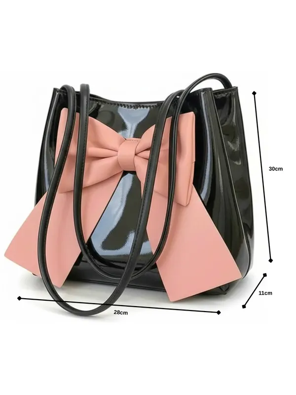 LIKE_STYLE_Designer_Patent_Leather_Tote_Bag_with_Oversized_Bow