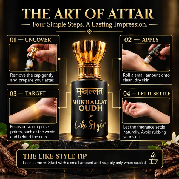 LIKE_STYLE_Mukhallat_Oudh_Attar_for_Men_&_Women_|_Oud,_Rose,_Saffron_&_Vanilla_|_Woody,_Sweet_&_Creamy_|_Non-Alcoholic_Roll-On_5.5ml