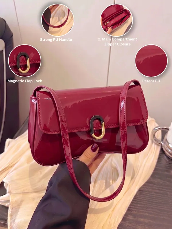 LIKE_STYLE_Patent_PU_Sling_Bag_with_Metal_Clasp
