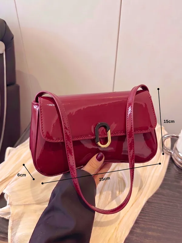 LIKE_STYLE_Patent_PU_Sling_Bag_with_Metal_Clasp