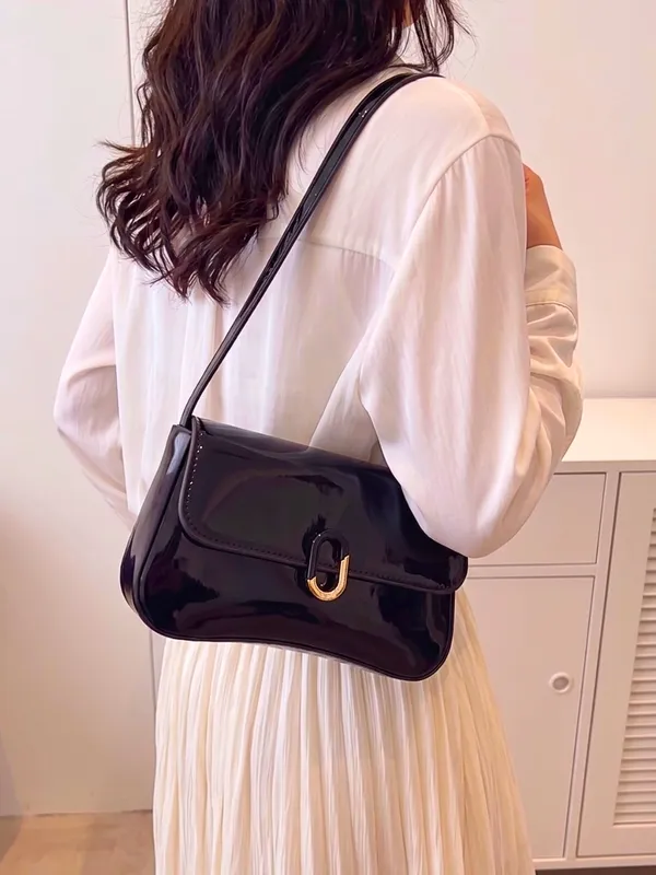 LIKE_STYLE_Patent_PU_Sling_Bag_with_Metal_Clasp
