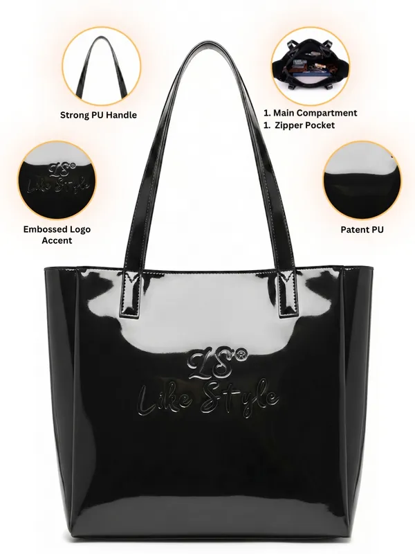 LIKE_STYLE_Premium_Glossy_Patent_PU_Tote_Bag_for_Women
