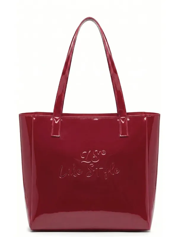 LIKE_STYLE_Premium_Glossy_Patent_PU_Tote_Bag_for_Women