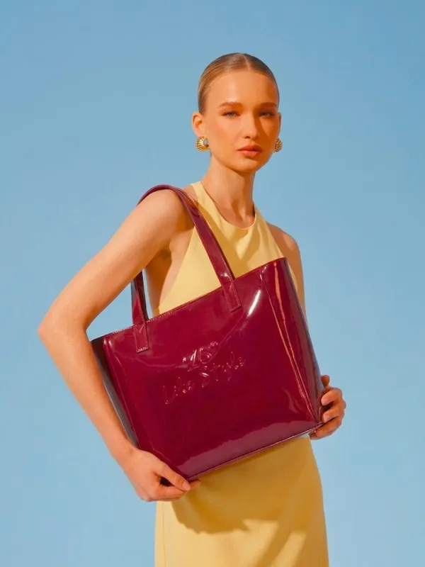 LIKE_STYLE_Premium_Glossy_Patent_PU_Tote_Bag_for_Women