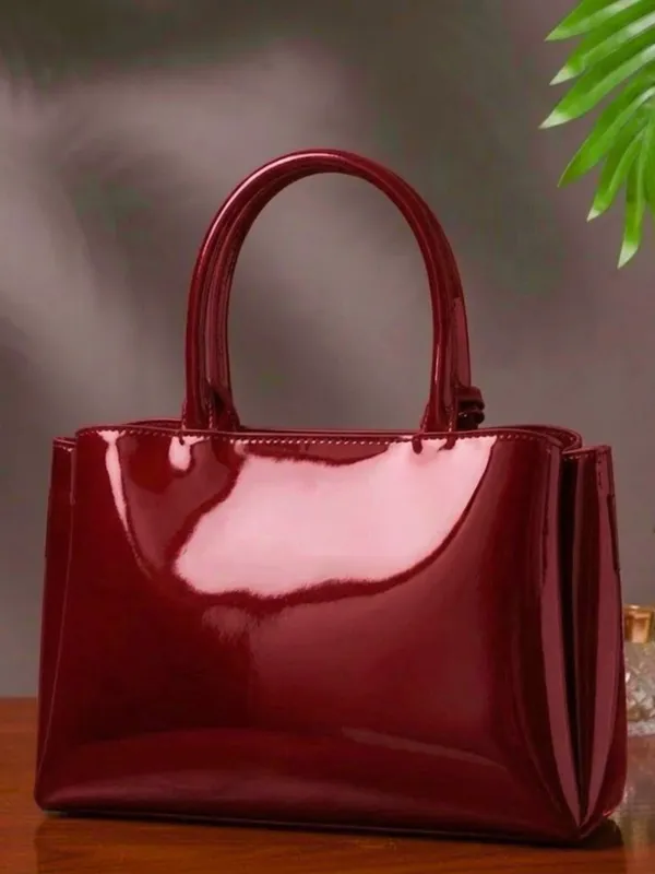 LIKE_STYLE_Stylish_Patent_Glossy_PU_Leather_Tote_Purse_for_Women