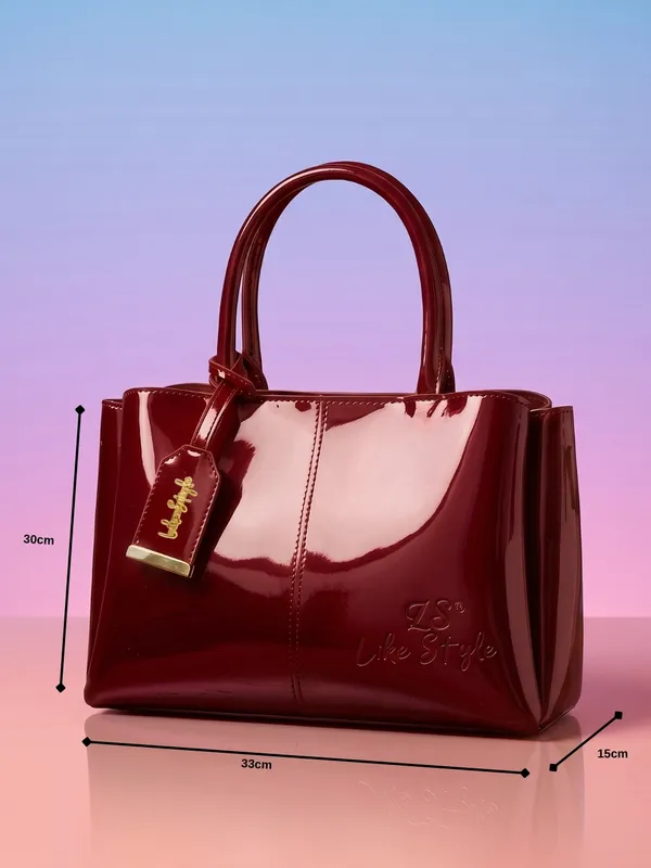 LIKE_STYLE_Stylish_Patent_Glossy_PU_Leather_Tote_Purse_for_Women
